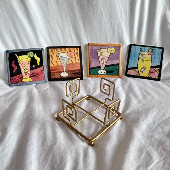 4pc Set Milson & Louis Cocktails Themed Ceramic - Picture 2 of 5